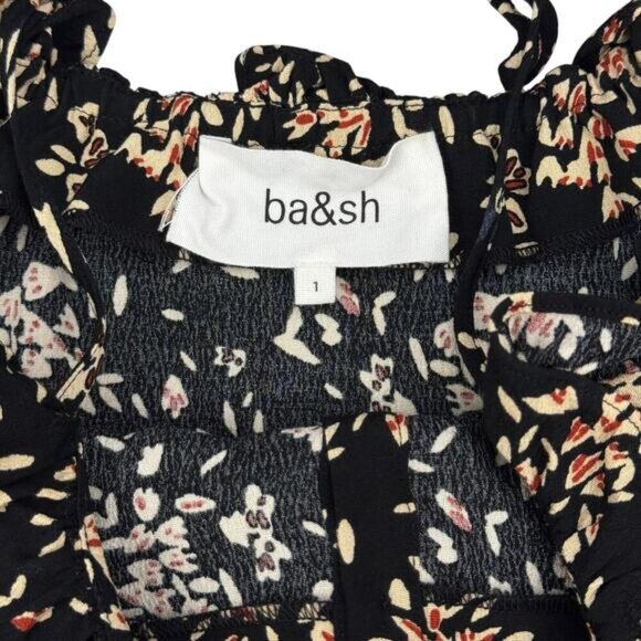 BA&SH Veda Print Camisole Tie Straps Sz Small Black - Picture 7 of 9